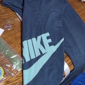 Nike Navy Shorts with Black Waistband and Light Teal Lining